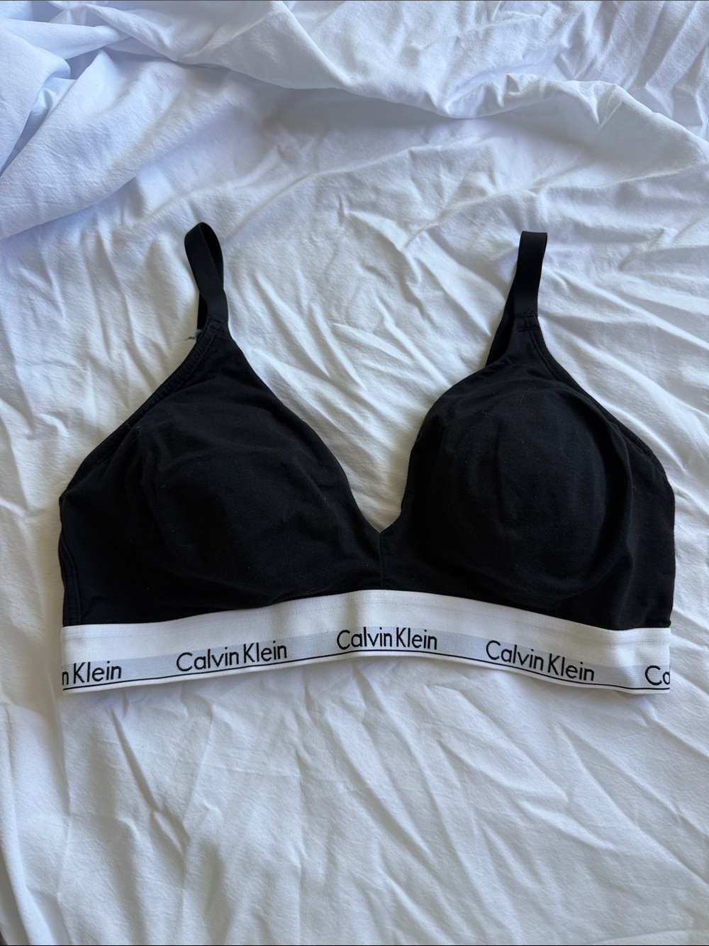Calvin Klein Black Bralette with White Logo Band